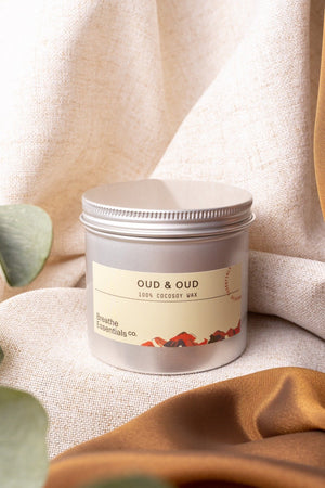 Oud & Oud Cocosoy Essential Oil Luxury Candle 200ML | Breathe Essentials Co