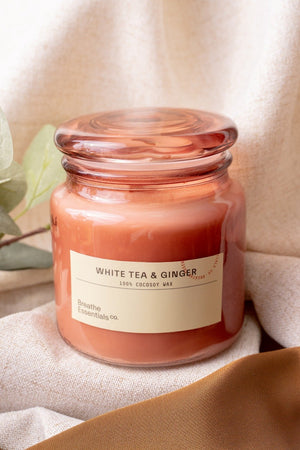 White Tea & Ginger Cocosoy Scented Candle 500ML | Breathe Essentials Co